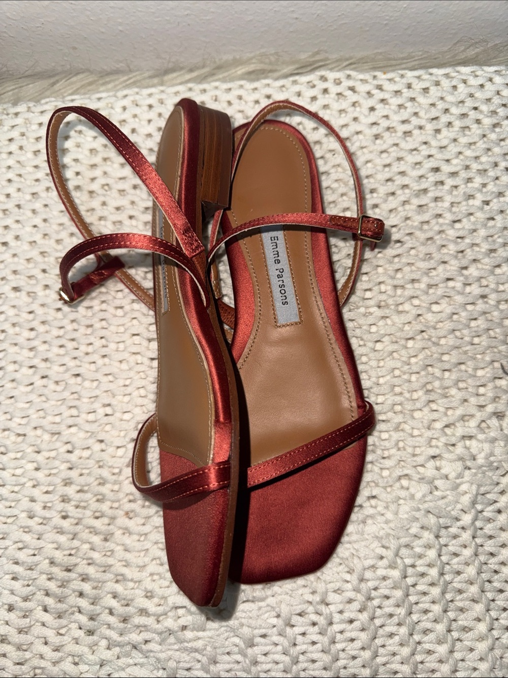Emma Paterson Satin Strappy Sandals in Deep Red - Picture 2 of 5